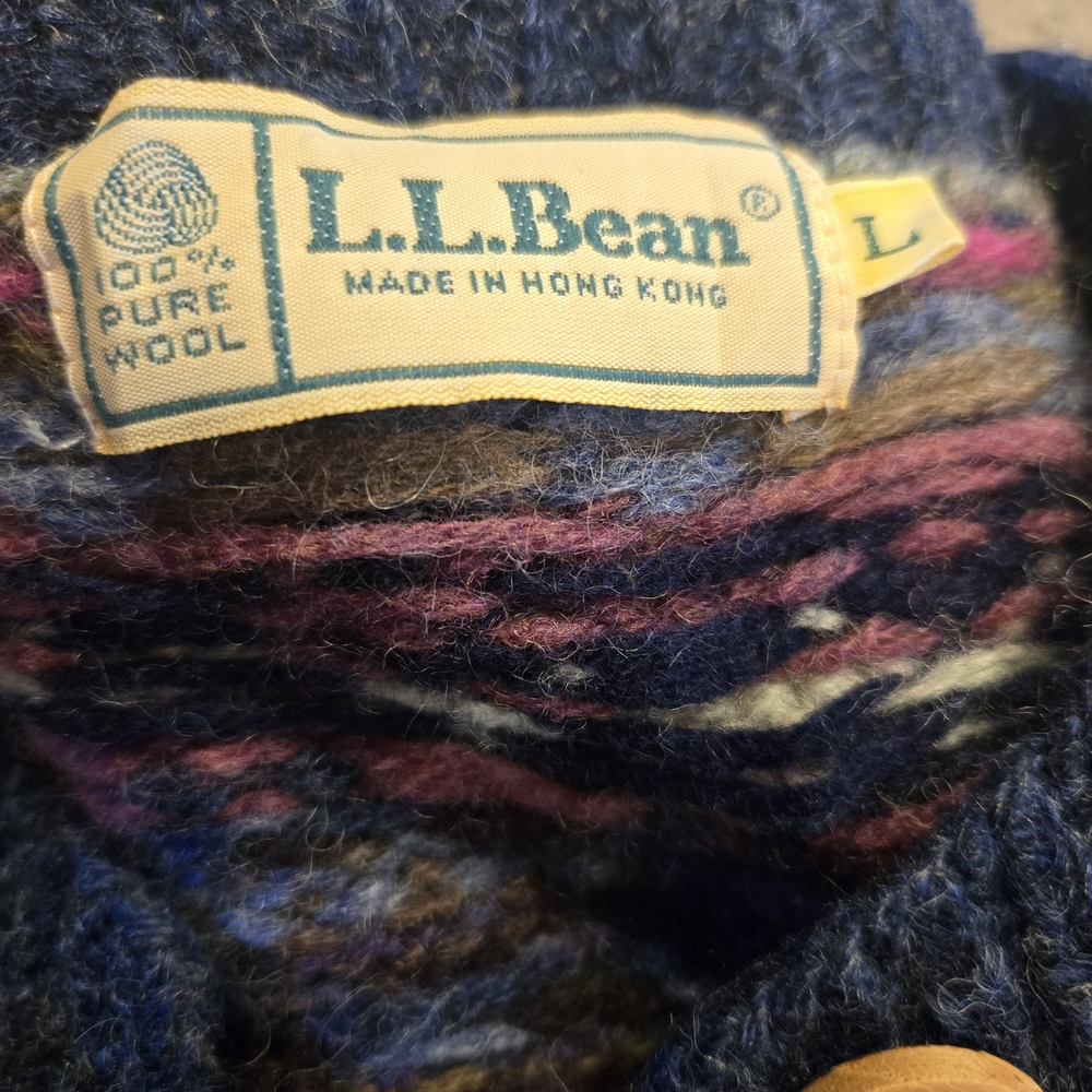 L.L. Bean Wool Sweater Sheep And Geese Animal SIZE LARGE VINTAGE (Few FLAWS)RARE - Picture 3 of 12